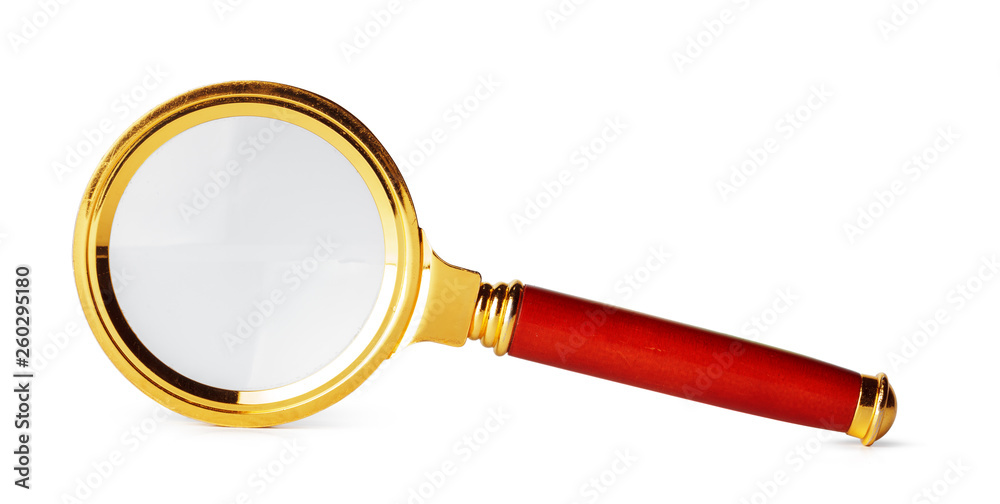 Gold Magnifying glass isolated on white background Gold Magnifying glass isolated on white background