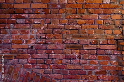 Ancient brick wall of old bricks