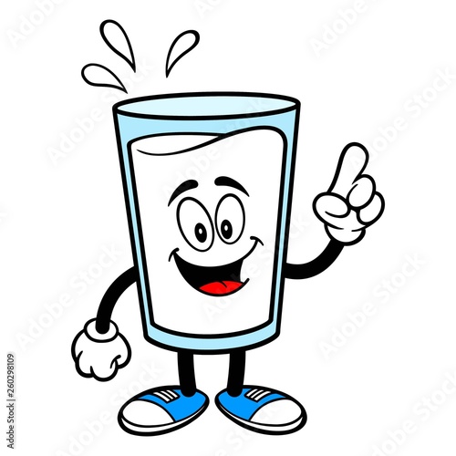 Glass of Milk Mascot Pointing - A vector cartoon illustration of a glass of Milk mascot pointing.