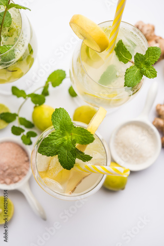 Shikanji is lemonade originating from the Punjab/India. Also known as shikanjvi or Nimbu Pani or sherbet. popular summer cold drink