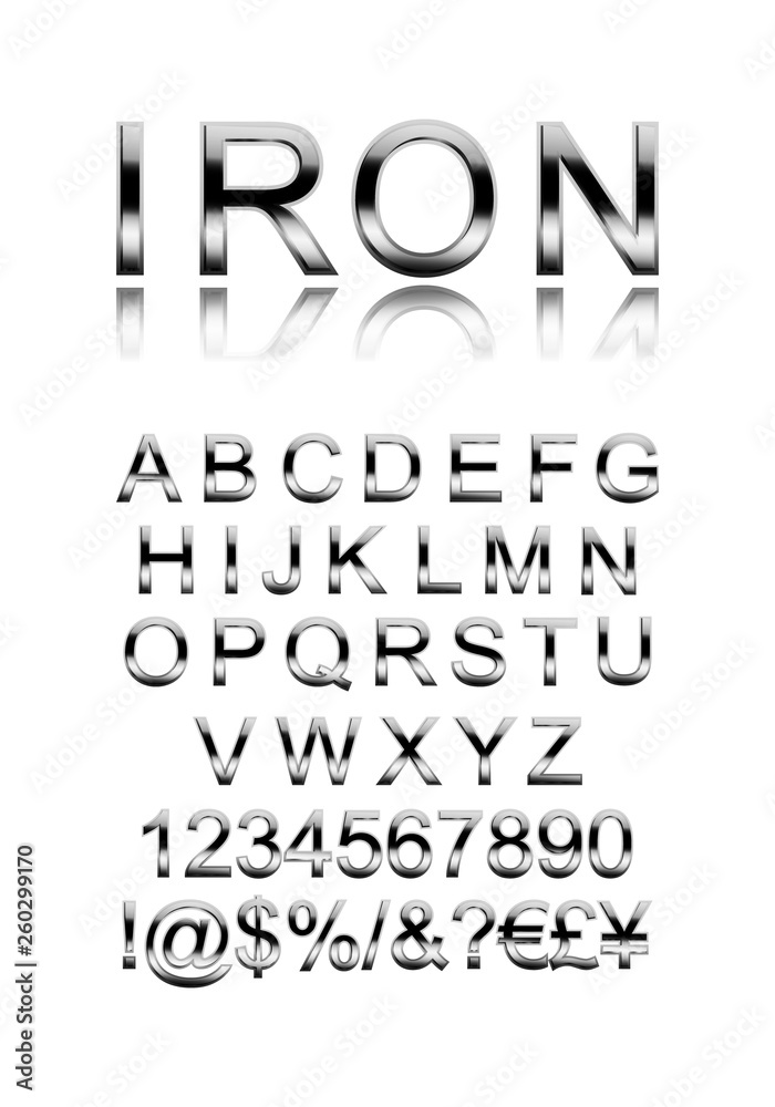 Vector set of modern iron alphabet letters