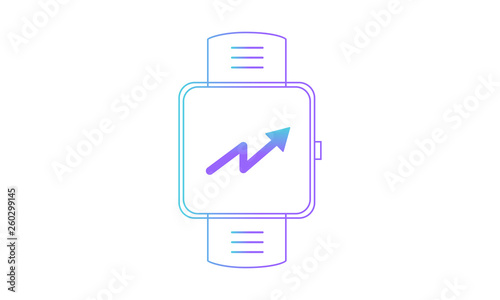 smartwatch icon,smartwatch progress graph icon. gradient style vector icon