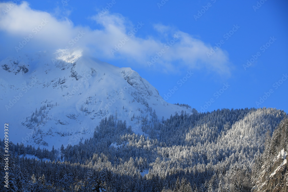 Mühlbach am Hochkönig snow mountain range in austria	