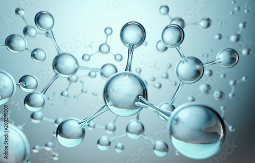 Fototapeta Naklejka Na Ścianę i Meble -  Science background with molecule or atom, Abstract structure for Science or medical background, 3d illustration.