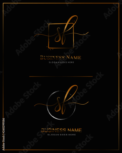 Initial S F SF handwriting logo vector. Letter handwritten logo template.