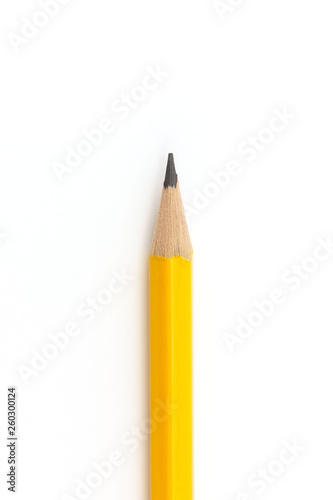 Pencil with eraser isolated on white background with copy space.