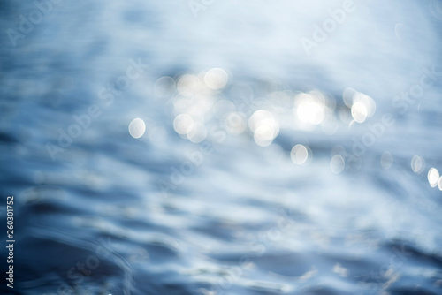 Natural bokeh blue blur view of water surface backgrounds.