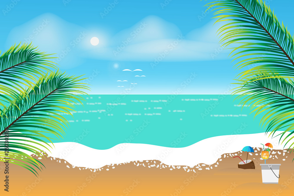 Obraz premium tropical beach with palm trees