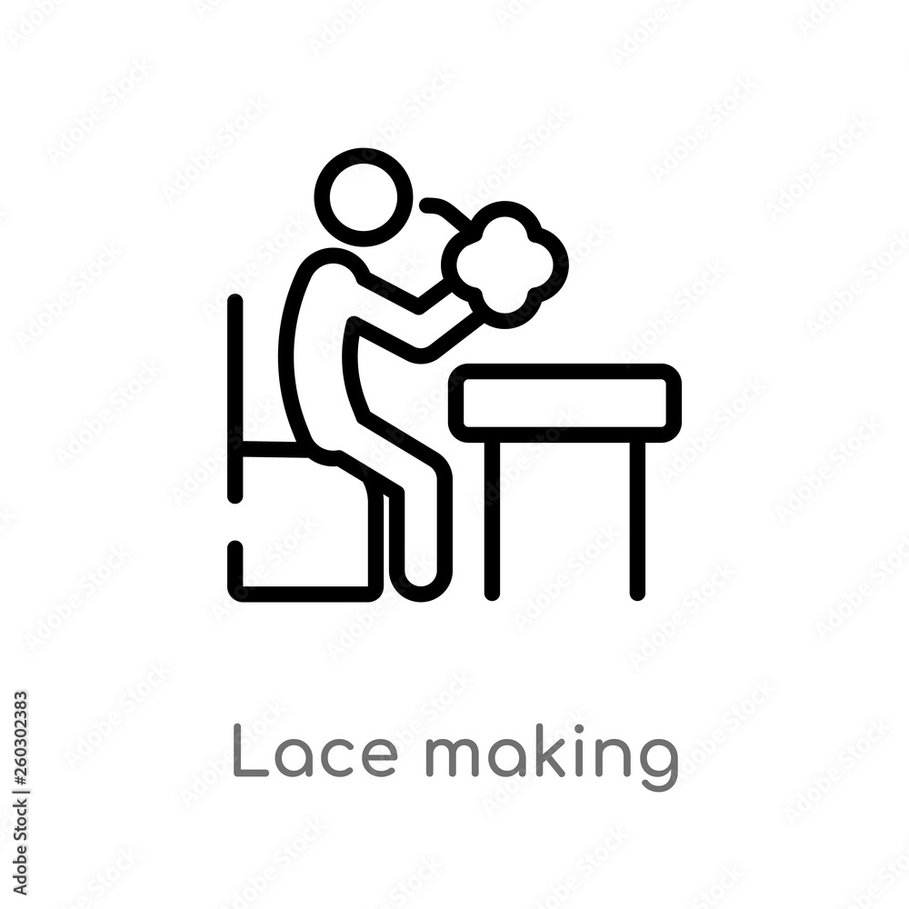 outline lace making vector icon. isolated black simple line element illustration from activity and hobbies concept. editable vector stroke lace making icon on white background outline lace making vector icon. isolated black simple line element illustration from activity and hobbies concept. editable vector stroke lace making icon on white background