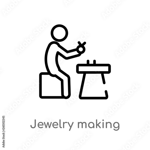 outline jewelry making vector icon. isolated black simple line element illustration from activity and hobbies concept. editable vector stroke jewelry making icon on white background