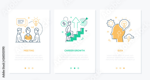 Business and finance - set of line design style vertical web banners