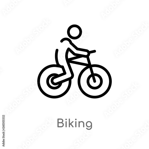 outline biking vector icon. isolated black simple line element illustration from activities concept. editable vector stroke biking icon on white background