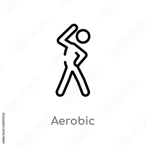 outline aerobic vector icon. isolated black simple line element illustration from activities concept. editable vector stroke aerobic icon on white background
