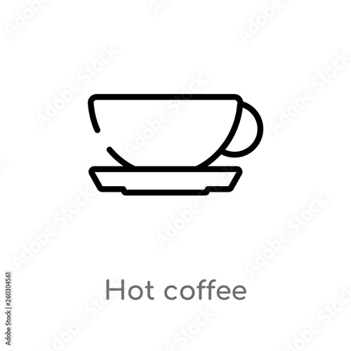 outline hot coffee vector icon. isolated black simple line element illustration from airport terminal concept. editable vector stroke hot coffee icon on white background