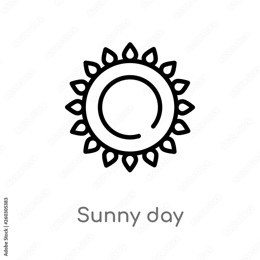 outline sunny day vector icon. isolated black simple line element illustration from airport terminal concept. editable vector stroke sunny day icon on white background