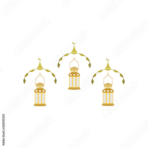Golden Ramadan Islamic icon logo template 