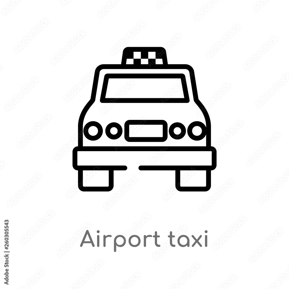 outline airport taxi vector icon. isolated black simple line element illustration from airport terminal concept. editable vector stroke airport taxi icon on white background