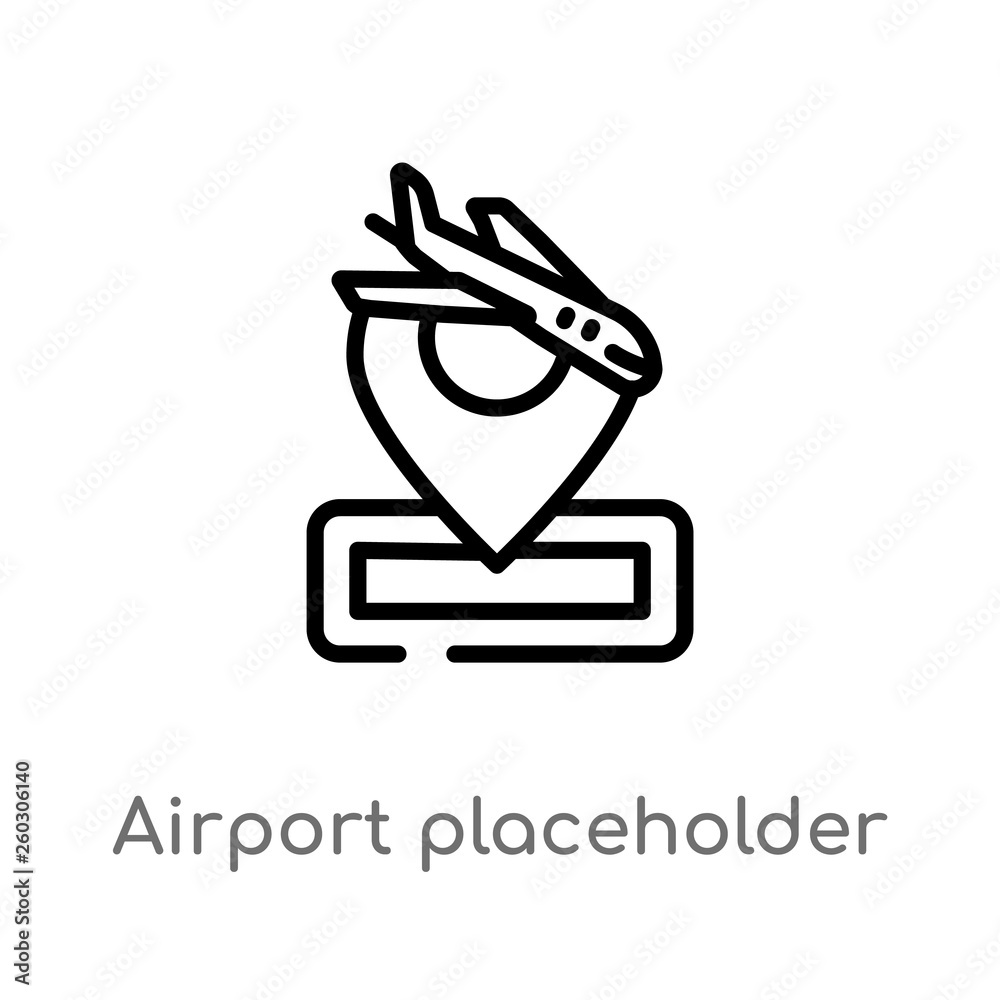 outline airport placeholder vector icon. isolated black simple line element illustration from airport terminal concept. editable vector stroke airport placeholder icon on white background outline airport placeholder vector icon. isolated black simple line element illustration from airport terminal concept. editable vector stroke airport placeholder icon on white background