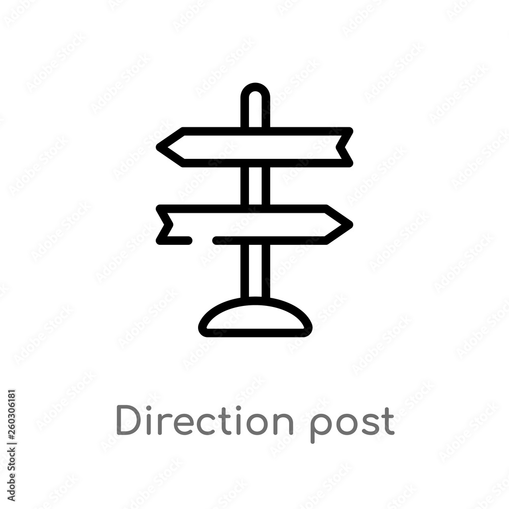 outline direction post vector icon. isolated black simple line element illustration from airport terminal concept. editable vector stroke direction post icon on white background outline direction post vector icon. isolated black simple line element illustration from airport terminal concept. editable vector stroke direction post icon on white background