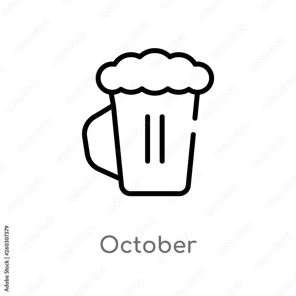 outline october vector icon. isolated black simple line element illustration from alcohol concept. editable vector stroke october icon on white background outline october vector icon. isolated black simple line element illustration from alcohol concept. editable vector stroke october icon on white background