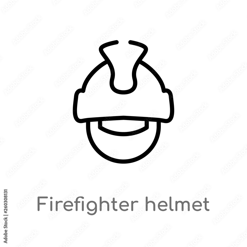 Obraz premium outline firefighter helmet vector icon. isolated black simple line element illustration from alert concept. editable vector stroke firefighter helmet icon on white background
