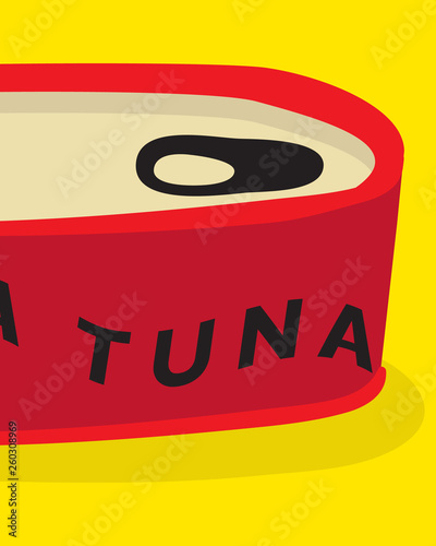 vector illustration of a canned tuna, colourful background