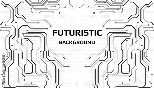 Circuit board grayscale tone futuristic digital technology communication system background template vector design. HUD element technology control panel texture illustration.