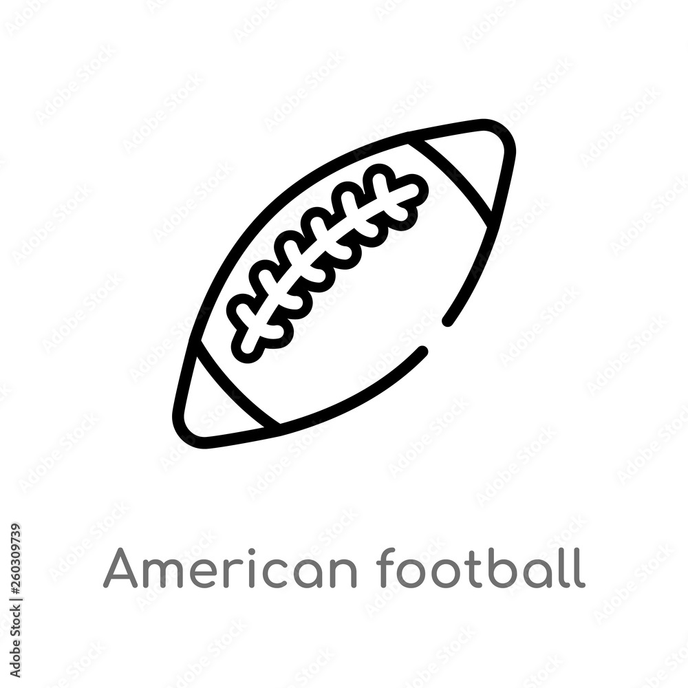 outline american football ball vector icon. isolated black simple line element illustration from american football concept. editable vector stroke american football ball icon on white background