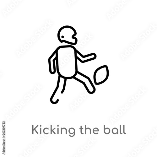 outline kicking the ball vector icon. isolated black simple line element illustration from american football concept. editable vector stroke kicking the ball icon on white background