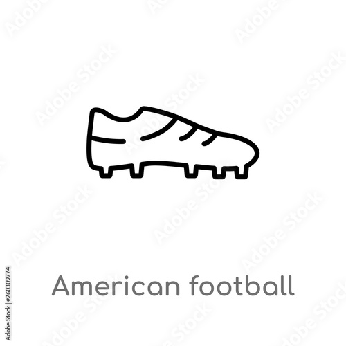 outline american football black shoe vector icon. isolated black simple line element illustration from american football concept. editable vector stroke american football black shoe icon on white