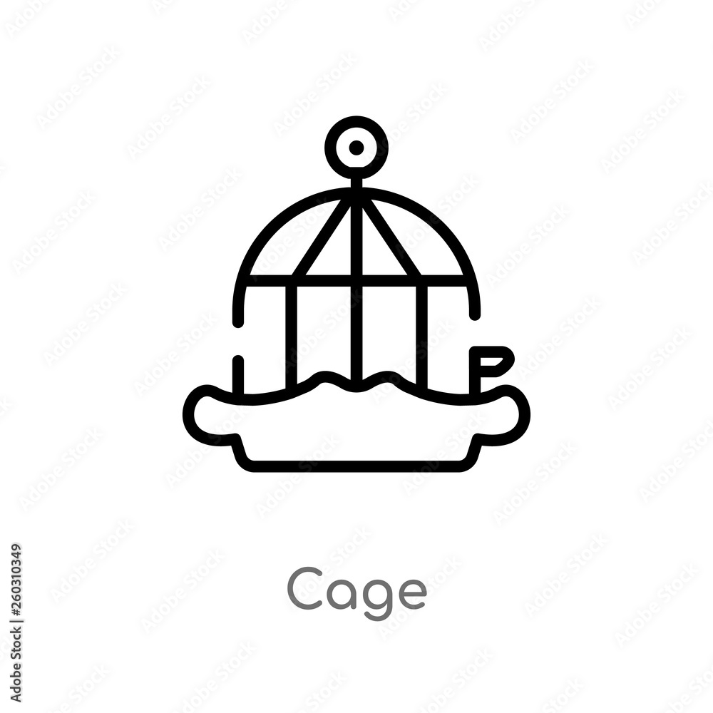 outline cage vector icon. isolated black simple line element illustration from animals concept. editable vector stroke cage icon on white background outline cage vector icon. isolated black simple line element illustration from animals concept. editable vector stroke cage icon on white background