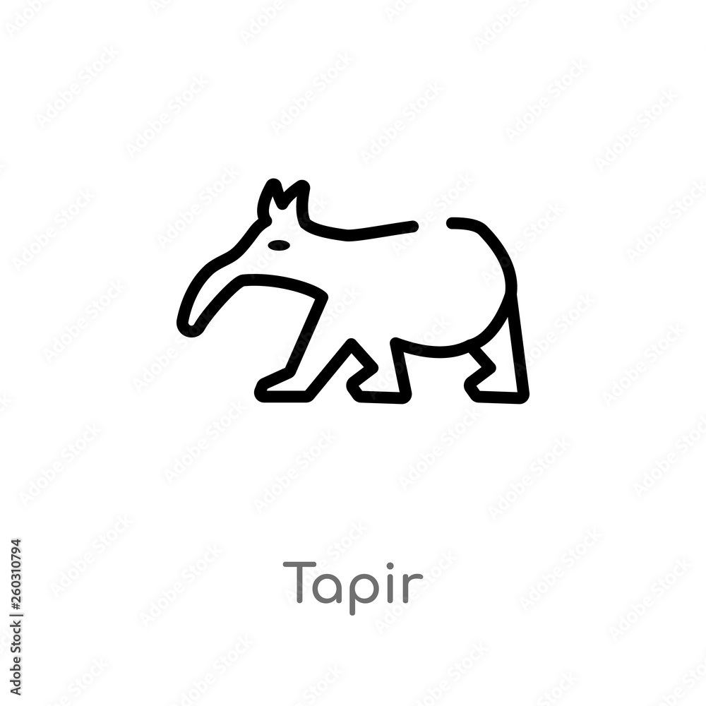 outline tapir vector icon. isolated black simple line element illustration from animals concept. editable vector stroke tapir icon on white background outline tapir vector icon. isolated black simple line element illustration from animals concept. editable vector stroke tapir icon on white background