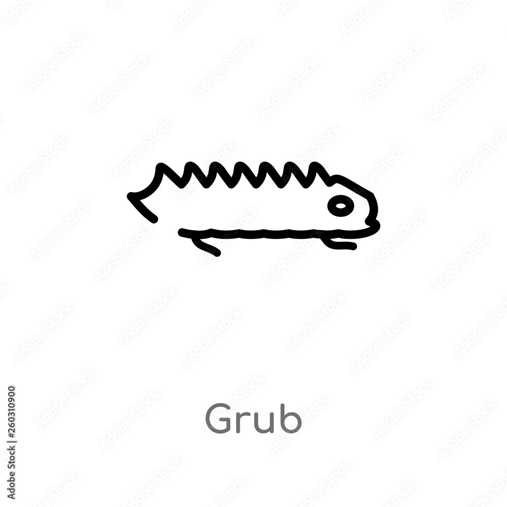 outline grub vector icon. isolated black simple line element illustration from animals concept. editable vector stroke grub icon on white background outline grub vector icon. isolated black simple line element illustration from animals concept. editable vector stroke grub icon on white background