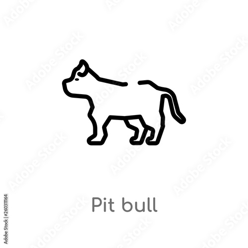 outline pit bull vector icon. isolated black simple line element illustration from animals concept. editable vector stroke pit bull icon on white background