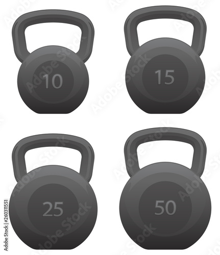 Kettlebells Set Isolated Vector Illustration