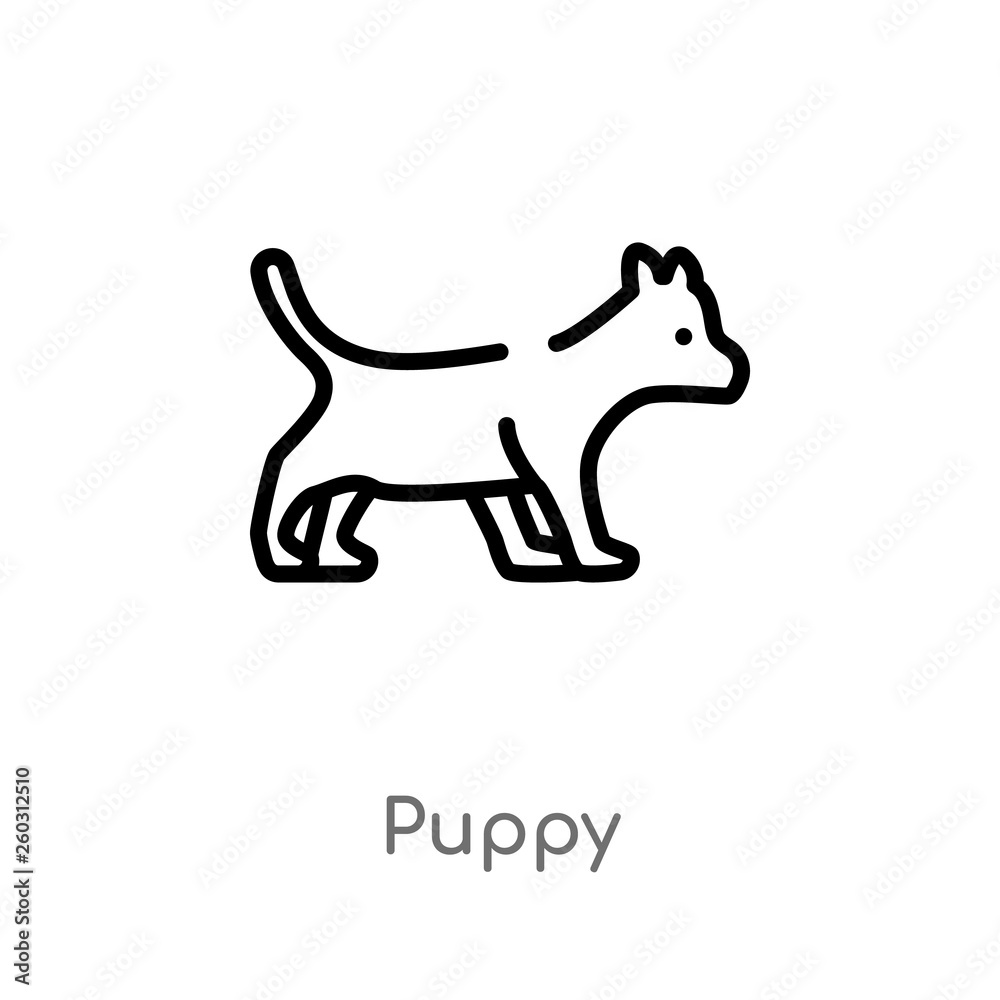 outline puppy vector icon. isolated black simple line element illustration from animals concept. editable vector stroke puppy icon on white background