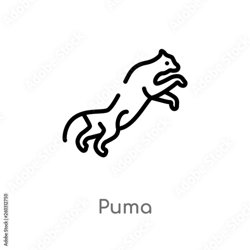 outline puma vector icon. isolated black simple line element illustration from animals concept. editable vector stroke puma icon on white background