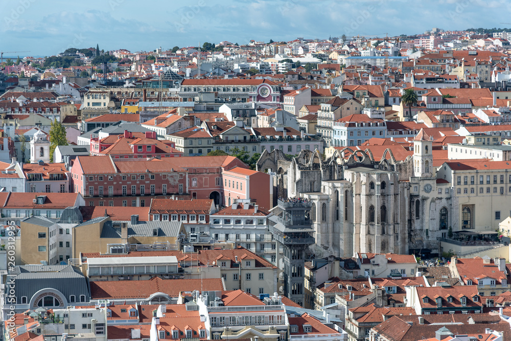 Aerial view of Lisbon skyline on a sunny day, Portugal