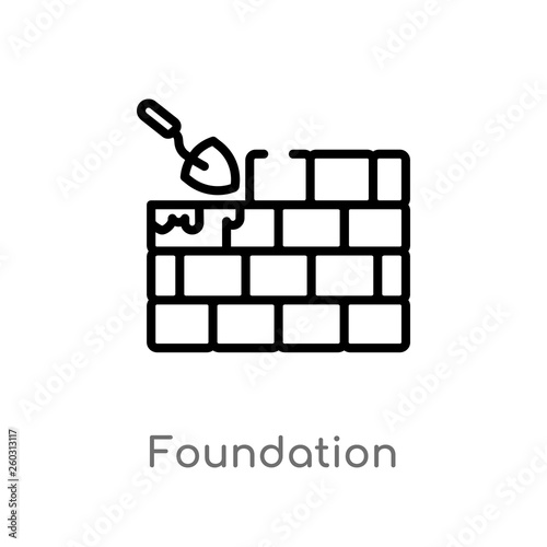 outline foundation vector icon. isolated black simple line element illustration from architecture and city concept. editable vector stroke foundation icon on white background