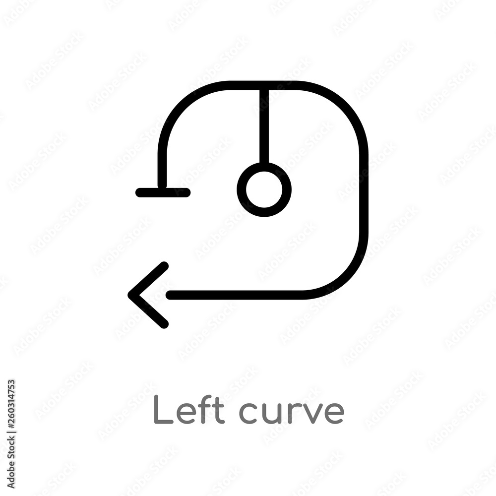 outline left curve vector icon. isolated black simple line element illustration from arrows concept. editable vector stroke left curve icon on white background outline left curve vector icon. isolated black simple line element illustration from arrows concept. editable vector stroke left curve icon on white background