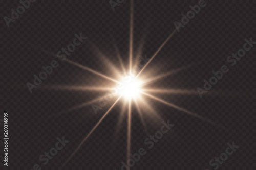 White glowing light explodes on a transparent background. with ray.  Transparent shining sun, bright flash.  Special lens flare light effect.