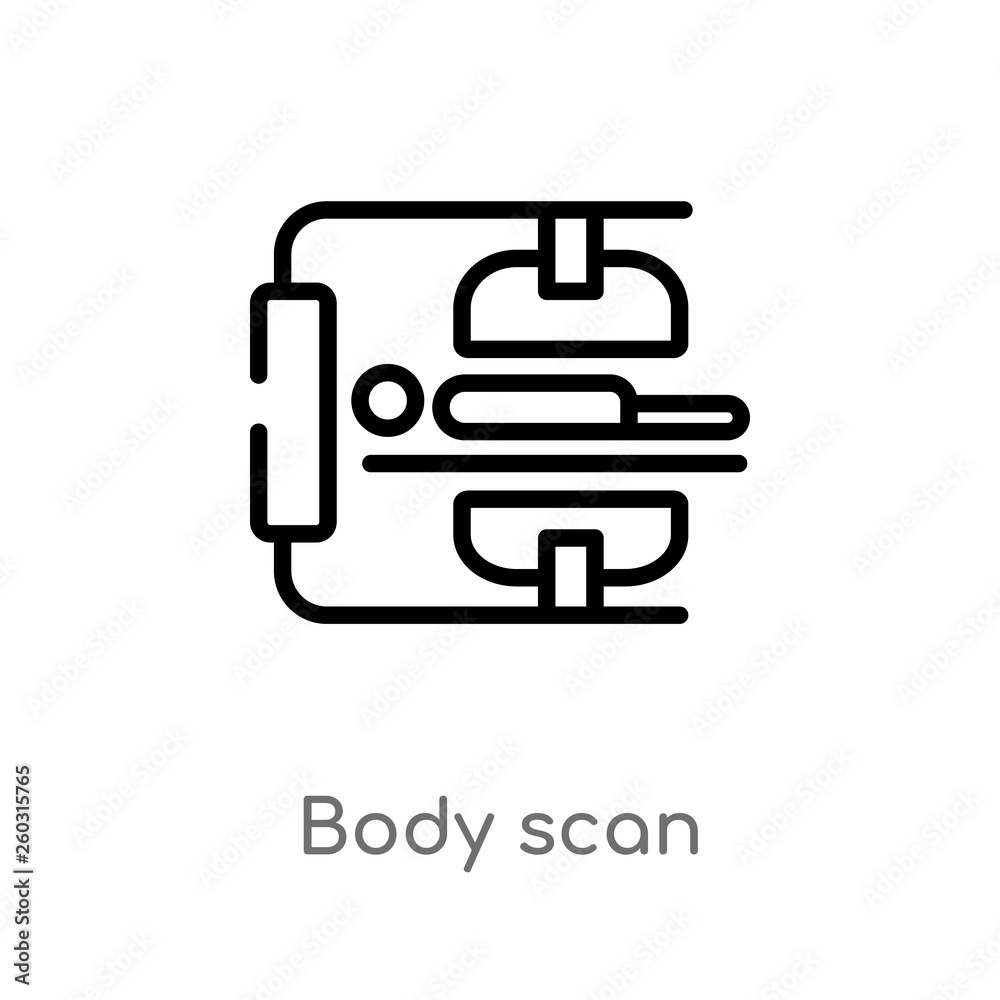 outline body scan vector icon. isolated black simple line element illustration from artificial intellegence concept. editable vector stroke body scan icon on white background outline body scan vector icon. isolated black simple line element illustration from artificial intellegence concept. editable vector stroke body scan icon on white background