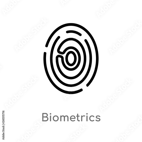 outline biometrics vector icon. isolated black simple line element illustration from artificial intellegence concept. editable vector stroke biometrics icon on white background