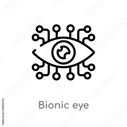 outline bionic eye vector icon. isolated black simple line element illustration from artificial intellegence concept. editable vector stroke bionic eye icon on white background