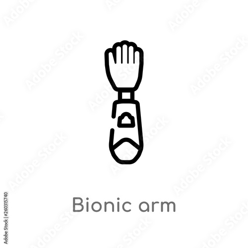 outline bionic arm vector icon. isolated black simple line element illustration from artificial intellegence concept. editable vector stroke bionic arm icon on white background
