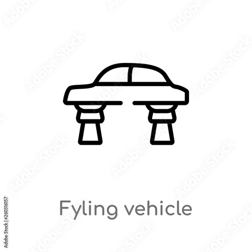 outline fyling vehicle vector icon. isolated black simple line element illustration from artificial intellegence concept. editable vector stroke fyling vehicle icon on white background