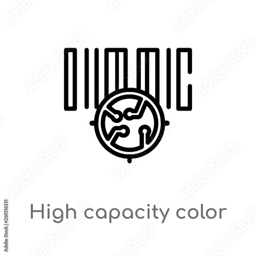 outline high capacity color barcode vector icon. isolated black simple line element illustration from artificial intellegence concept. editable vector stroke high capacity color barcode icon on