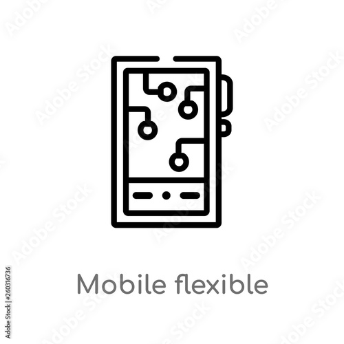 outline mobile flexible display vector icon. isolated black simple line element illustration from artificial intellegence concept. editable vector stroke mobile flexible display icon on white