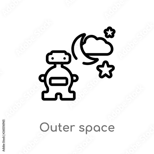 outline outer space vector icon. isolated black simple line element illustration from artificial intellegence concept. editable vector stroke outer space icon on white background