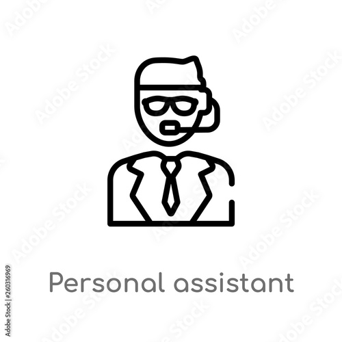 outline personal assistant vector icon. isolated black simple line element illustration from artificial intellegence concept. editable vector stroke personal assistant icon on white background